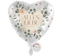 balloa Globo de aluminio XXL para bodas y novios, diseño de corazón, globo de helio para decoración de bodas, fiestas, 53 cm