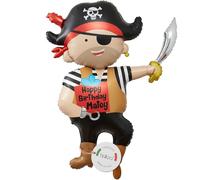balloa Globo de aluminio XXL pirata Happy Birthday, globo de helio, decoración pirata, diseño de pirata, para fiestas, cumpleaños infantiles, regalo de cumpleaños pirata, decoración de fiestas, globo