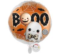 balloa Globo de lámina de Halloween Happy Ghost Boo, globo redondo con calabaza y fantasma, adecuado para helio, decoración de Halloween para niños y adultos, decoración de fiesta de Halloween, 33 cm