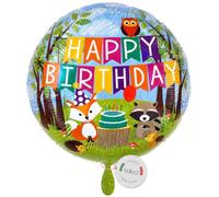balloa Globo de lámina Happy Birthday Animales del bosque, globo de helio, decoración de cumpleaños infantil, globo de cumpleaños, fiesta de animales, zorro, mapache, búho, celebración, regalo de