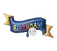 balloa Globo de lámina XXL Happy Birthday Banner, globo de helio, decoración de cumpleaños, decoración para fiestas, cumpleaños, idea de regalo para adultos y niños, texto "Happy Birthday Ballon