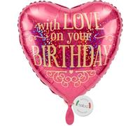 balloa Globo de papel de aluminio con forma de corazón Happy Birthday, globo de helio, decoración de cumpleaños, diseño de corazón para fiestas, celebraciones, regalo de cumpleaños, globo de corazón