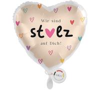 balloa Globo de papel de aluminio con forma de corazón orgulloso de ti, regalo de éxito, globo de helio que estamos orgullosos de ti, decoración de fiesta, sorpresa, motivación, felicitación, 33 cm