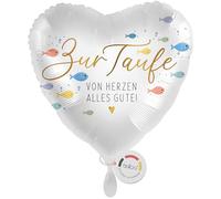 balloa Globo de papel de aluminio en forma de corazón para bautizo de corazones con peces de colores, regalo para bautizo para niños y niñas, globo adecuado para helio, decoración decorativa para