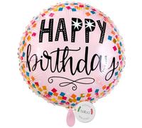balloa Globo de papel de aluminio Happy Birthday confeti rosa, globo de helio, decoración de cumpleaños, fiesta de cumpleaños, decoración para niñas, regalo de cumpleaños, decoración de fiestas