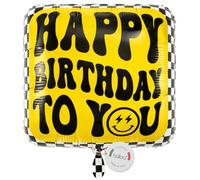 balloa Globo de papel de aluminio Happy Birthday to You Smiley, globo de helio, decoración de cumpleaños, en diseño retro para fiestas, celebraciones, regalo de cumpleaños, decoración de fiestas