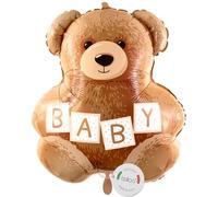 balloa Globo de papel de aluminio XXL con oso de peluche para bebé, globo de helio para nacimiento, regalo para baby shower, oso para recién nacidos, decoración de fiestas, baby shower, niño o niña