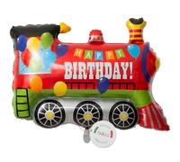 balloa Globo de papel de aluminio XXL Happy Birthday Locomotora, Globo de helio con motivo de tren, Globo de aire cumpleaños infantil niño decoración, Globo de papel de aluminio idea de regalo
