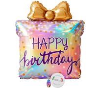 balloa Globo de papel de aluminio XXL Happy Birthday Rainbow regalo, globo de helio, decoración de cumpleaños, globo decorativo para fiestas, idea de regalo para niños y adultos, fiesta de cumpleaños