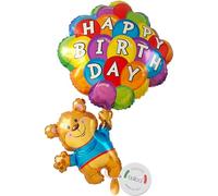 balloa Globo de papel de aluminio XXL Teddy Happy Birthday, globo de helio, oso, diseño de oso de peluche para fiestas, cumpleaños infantiles, regalo de cumpleaños, decoración de fiestas, globo de