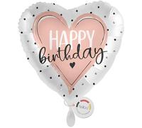 balloa Globo hinchable con forma de corazón rosa de Happy Birthday, globo de helio elegante como regalo de cumpleaños para mujeres y niñas, decoración de fiestas, regalo universal, 33 cm