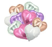 ballonfritz® Juego de globos con forma de corazón en color oro rosa, morado (lila), rosa, 10 unidades - XXL de 45 cm como decoración de boda, regalo o sorpresa de amor para el día de San Valentín