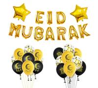 Ballons Banner - 34-teiliges -Luftballon-Set, Fünfzackiger Stern Und -Aluminiumfolienballons | -Dekorationen Für Den Muslimischen Islamischen Partyurlaub Zu Hause