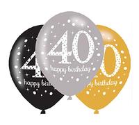 BALLOON pk6 27cm Age 40 Sparkl