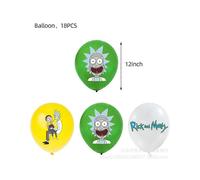 (Balloons-18pcs) Rick and Morty themed hanging balloon banner five-piece set birthday