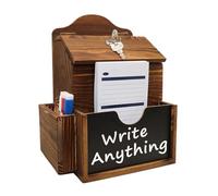 Ballot Box, Suggestion Box, Wall Mounted Wooden Lockable Mailbox With 2 Slots For Teacher Office Farm Restaurant Church Wedding Message Collection