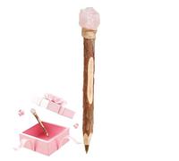 Ballpoint Pens, Crystal Ink, 5.9 Inch Natural Wooden Writing Tool with Artistic Design, Journaling Supply with Craft, Study Planning Style, Home Accessories for Mothers Collectors Students Classroom
