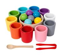 Balls in Cups Toys, Matching Wooden Games, Learning Color Sorting, Counting Balls Toy, Color Sorting Toys, Rainbow Balls Cups, Educational and Fun Colorful Rainbow Balls for Kids, Boys, Girls