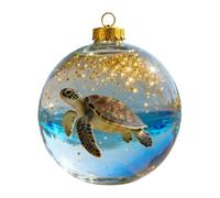 Balls Ornaments - 3D Acrylic Hanging Decorations with Bird and Sea Turtle Designs, Adds Whimsical Festive Charm, Holiday Bulbs for Indoor Outdoor Tree Window Living Room Garden Décor