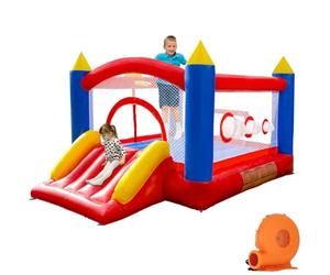 Ballsea Castillo Hinchable de PVC con soplador, trampolín, tobogán y Red de Seguridad. Este Castillo Hinchable está Hecho de PVC y es Adecuado para el hogar, el Exterior, la guardería o el Comercio