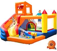 Ballsea Castillo Hinchable Grande con Ventilador, tobogán seco y de Agua, Adecuado para niños de 3 a 10 años, Castillo Children's Bouncy para Uso Interior o Exterior, 320 x 280 x 232 cm