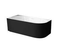 Balneo Bañera esquinera de acrílico independiente, color blanco/negro, izquierda, 160 x 75 x 58 cm, moderna, 48 kg, 255 litros, esquina