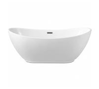 Balneo Bañera Exenta 145 L, Diseño Moderno con Desagüe Click-Clack y Rebosadero Gun Metal, 170 x 72 cm de Acrílico 3,5 mm para Retención de Calor, Marco de Acero Estable