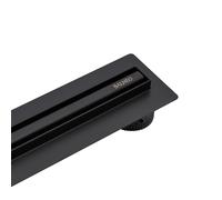 BALNEO Canal de Ducha 80cm, Desagüe de Suelo Negro de Acero Inoxidable, Panel Estrecho de 14mm, Juego Completo, Bajo 57mm, Proline Delgado y Bajo