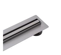 BALNEO Canal de Ducha, Canal de Desagüe 60cm Desagüe de Suelo Grafito de Acero Inoxidable, Panel Estrecho de 14mm, Juego Completo, Bajo 57mm, Desagüe de Ducha Proline Delgado y Bajo