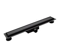 BALNEO Canal de Ducha, Canal de desagüe 80 Negro Desagüe de Suelo de Acero Inoxidable, bajo 52mm, Juego Completo, desagüe de Ducha por Ambos Lados con Panel o Placa Inferior, Duplex Next 2 en 1