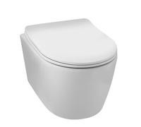 BALNEO Inodoro suspendido, Inodoro sin borde, Taza colgante sin cuello, Inodoro moderno de pared, con tablero extraíble abatible, Juego de montaje, Cerámica, Inodoro LUXA blanco