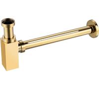 BALNEO Sifón Para Lavabos, Universal Para Lavabos Y Lavabos, Desagüe, Ajuste Perfecto - Sifón Con Abertura De Limpieza, Latón Dorado, G1 1/4 X 32mm, Universal, Tubo, Cuadrado