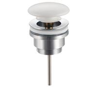 Balneo Tapón de Desagüe klick Klack - Tapón de Lavabo Universal de Cerámica Blanca Brillante 66 mm - Válvula Pop-Up con Juntas de Silicona - 40mm - Práctico Tapón Universal para Lavabo