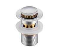 Balneo Tapón de Lavabo Brillante de Latón Cromado - Válvula Desagüe Click Clack 38 mm con Cestillo Antiatascos y Rebosadero - Tapón Universal Resistente a la Corrosión, Diseño Moderno