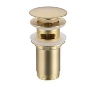Balneo Tapón de Lavabo Click-Clack 66 mm de Latón Oro Cepillado - Válvula de Desagüe con Cesta Antiatascos y Rebosadero - Resistente a la Corrosión, Diseño Moderno para Baño