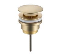 Balneo Tapón de Lavabo Click-Clack de Latón 66 mm - Válvula de Desagüe Universal en Oro Cepillado con Cesta Antiatascos y Rebosadero - Resistente a la Corrosión, Diseño Moderno