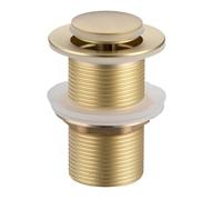 Balneo Tapón de Lavabo Oro Cepillado - Válvula Click Clack de Latón con Cesta y Rebosadero - Tapón Desagüe Universal 37,5 mm - Resistente a la Corrosión, Diseño Moderno