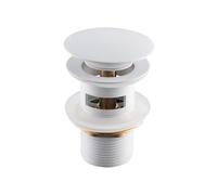 Balneo Tapón de Lavabo Pop Up Clic Clac de Latón con Rebosadero 66 mm - Chapado en Blanco Brillante - Válvula de Desagüe Universal Resistente a la Corrosión para Lavabos