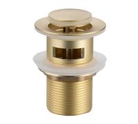 Balneo Tapón de Lavabo Válvula Desagüe Click-Clack de Latón 38 mm - Acabado Oro Cepillado con Cesta Antiatascos y Rebosadero - Resistente a la Corrosión, Diseño Moderno