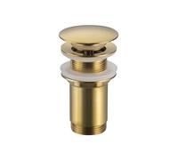Balneo Tapón Para Fregadero De Latón Universal - Válvula Pop-Up 66mm X G1 1/4 - Tapón Sin Rebosadero Con 4 Juntas Clic C - Color Dorado
