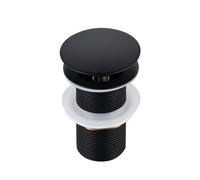 BALNEO Tapón Universal para Fregadero Click Cone Pop-Up Negro, latón, Inoxidable, 4 Juntas, Juego de caño, 66mm x G1 1/4, sin rebosadero, Click A