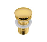BALNEO Tapón Universal para Fregadero Click Cono emergente Dorado, latón, Inoxidable, 4 Juntas, Junta, desagüe, 66mm x G1 1/4, sin rebosadero, Click A