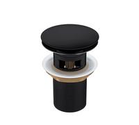 BALNEO Tapón Universal para Fregadero Click Cono emergente Negro, latón, Inoxidable, 4 Juntas, Junta, Accesorio de Drenaje, 66mm x G1 1/4, con rebosadero, Click A