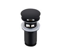 BALNEO Tapón Universal para Fregadero Click Cono emergente Negro, latón, Inoxidable, 4 Juntas, Junta, Accesorio de Drenaje, 66mm x G1 1/4, con rebosadero, C-Click