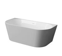 Balneo VIVA Bañera acrílica blanco/gris independiente para colocar en la pared, 150 x 75 x 58 cm, moderna, 47 kg, 240 litros