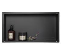 Balneo Wall-Box NO Rim Nicho de Ducha de Pared Nicho de Ducha de Acero Inoxidable 60x30x10cm, Negro, Impermeable, Nicho para Utensilios de Baño, Wall-Box NO Rim Negro, Debajo de los Azulejos