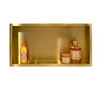 Balneo Wall-Box One Gold Nicho Acero Inoxidable 60x30x7cm, Dorado, Nicho de Ducha de Pared, Impermeable, Instalación de Nicho Flexible, Nicho para Utensilios de Baño, Sin Azulejos