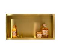 BALNEO Wall-Box ONE Gold Nicho Acero Inoxidable 60x30x7cm, Dorado, Nicho de Ducha de Pared, Impermeable, Instalación de Nicho Flexible, Nicho para Utensilios de Baño, Sin Azulejos