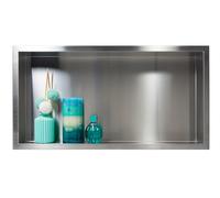 Balneo Wall-Box One Nicho de Ducha de Pared para el baño Nicho de Ducha de Acero Inoxidable 60x30x7cm, Nicho Impermeable para Utensilios de baño, Sin Azulejos, Instalación de nicho Flexible