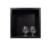 Balneo Wall-Box One Nicho de Ducha de Pared de Acero Inoxidable Negro 30x30x10cm, Impermeable, Instalación Flexible, para Utensilios de Baño, sin Azulejos